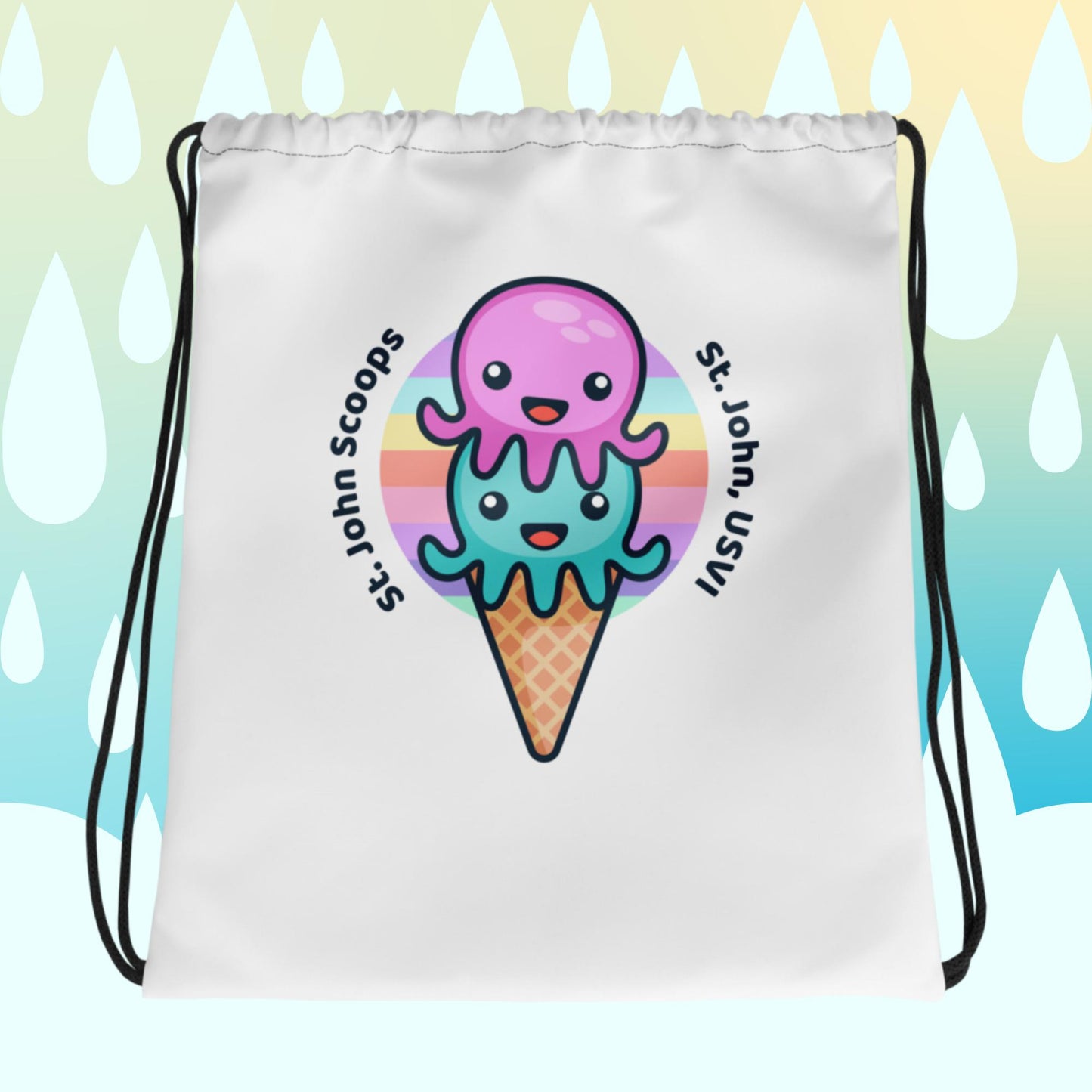 Drawstring Bag Octopus Pink/Blue