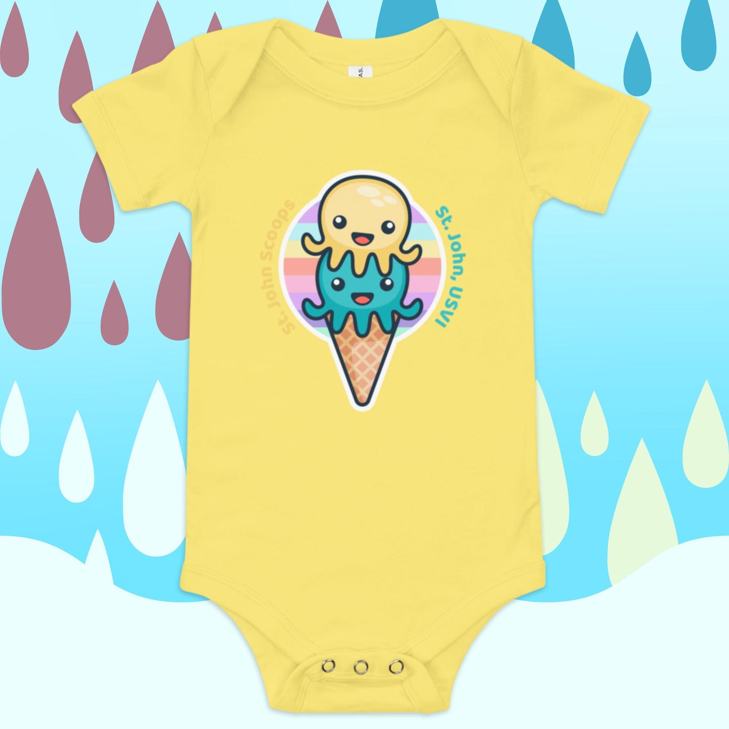 Baby Onesie Octopus Yellow/Blue