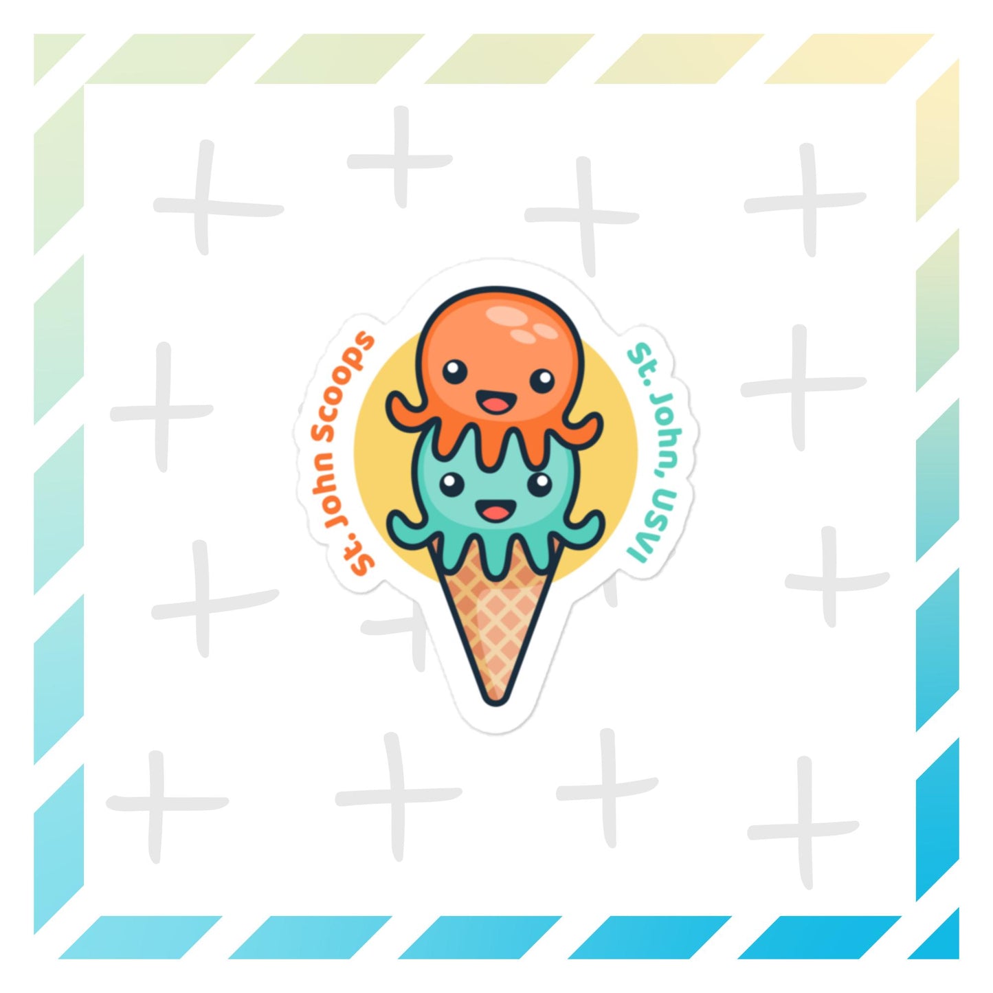 Sticker Octopus Orange/Blue