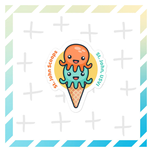 Sticker Octopus Orange/Blue