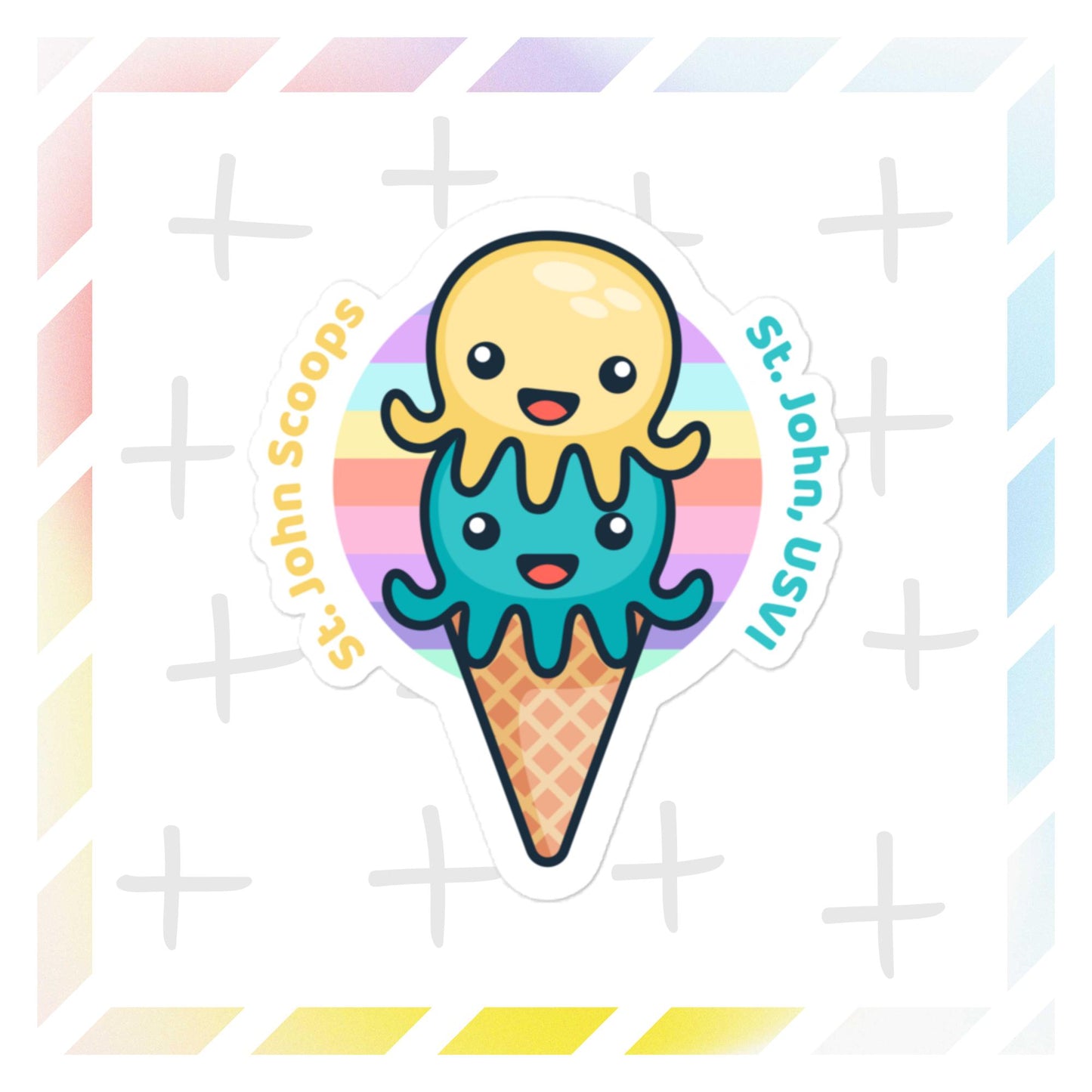 Sticker Octopus Yellow/Blue