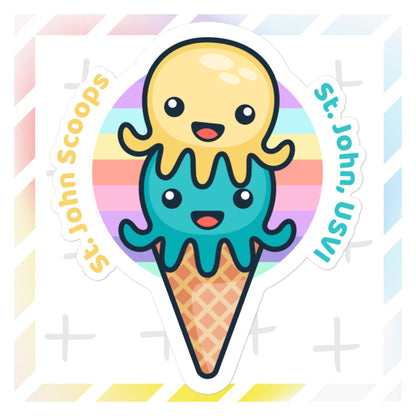 Sticker Octopus Yellow/Blue