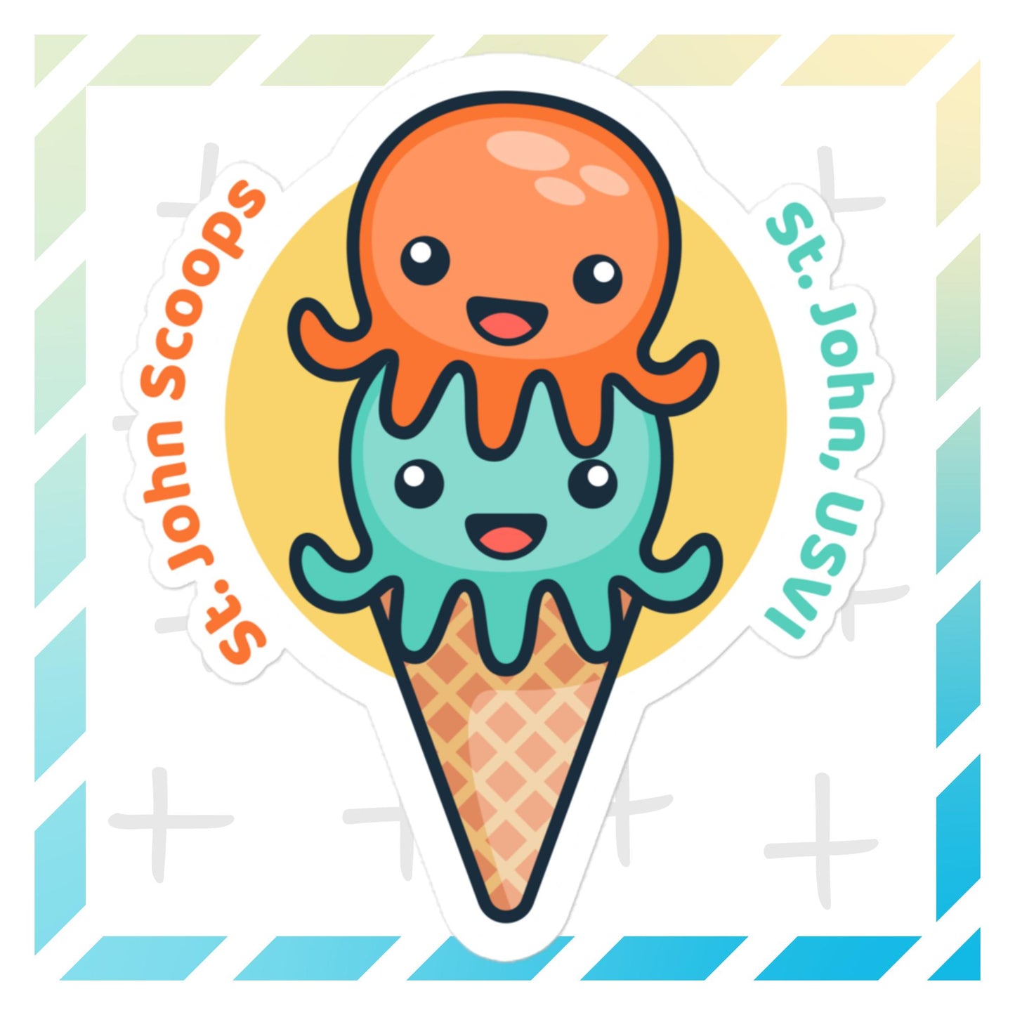 Sticker Octopus Orange/Blue